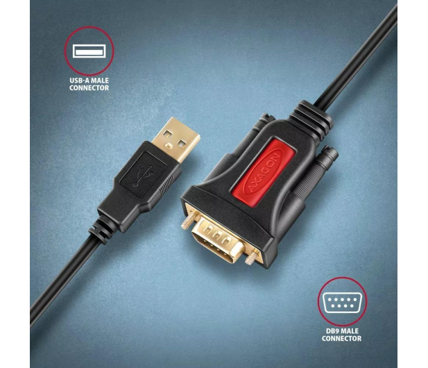 Axagon ADS-1PSN, USB-A 2.0 - serial RS-232 DB9-M / kabel 1.5m - 1353393 - zdjęcie 5